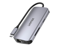 UNITEK Hub USB-C 5Gbps, 2x HDMI 4K,czytnik SD, RJ-45, PD 100W D1122A01 - 1272536 - zdjęcie 2